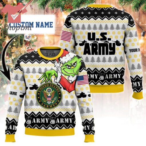 Personalized Grinch x US Army Ugly Christmas Sweater