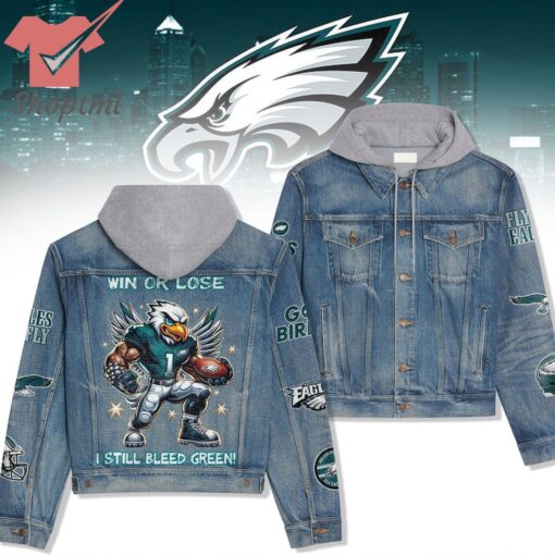 Philadelphia Eagles Still Bleed Green Hooded Denim Jacket