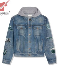 Philadelphia Eagles Still Bleed Green Hooded Denim Jacket