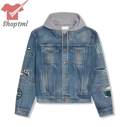 Philadelphia Eagles Still Bleed Green Hooded Denim Jacket