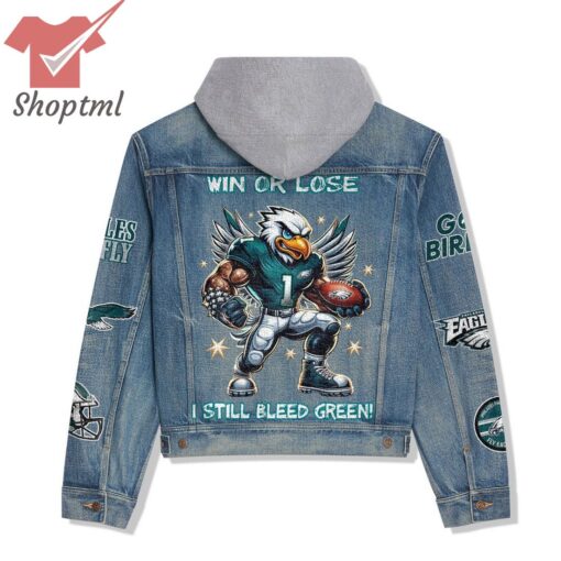 Philadelphia Eagles Still Bleed Green Hooded Denim Jacket