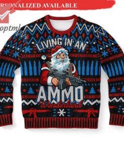 Pro Gun Santa Living In An AMMO Wonderland Ugly Christmas Sweater