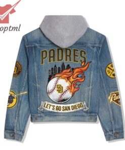 san diego padres lets go san diego hooded denim jacket 3 n2uRB