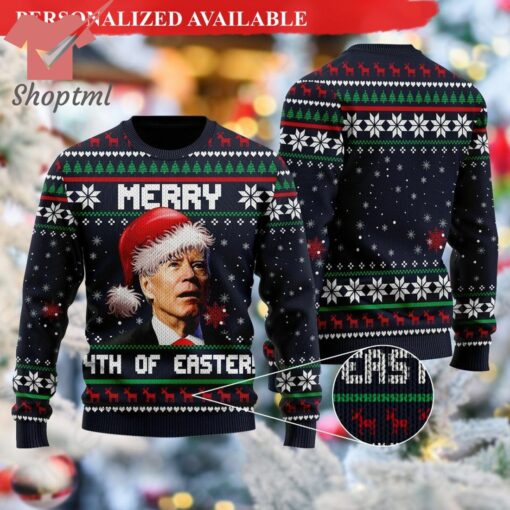 Santa Joe Biden Merry 4th Of Easter Ugly Christmas Sweater