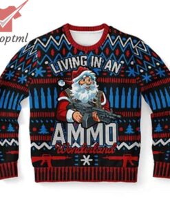 Santa Livong In An AMMO Wonderland Ugly Christmas Sweater