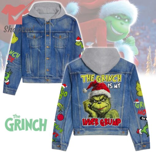 The Grinch Is My Inner Grump Hooded Denim Jacket