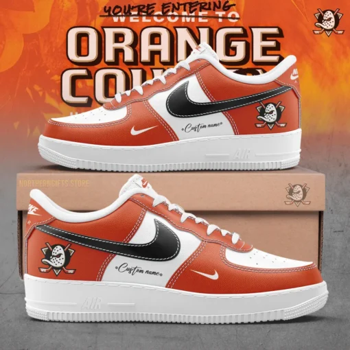 Anaheim Ducks Orange County 2024 Personalized Nike Air Force 1 Sneaker