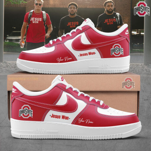 Ohio State Buckeyes FOLLOW JESUS custom name air force 1 sneaker