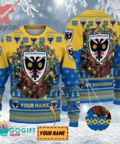 AFC Wimbledon Custom Name Christmas Ugly Sweater