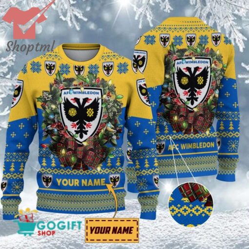 AFC Wimbledon Custom Name Christmas Ugly Sweater