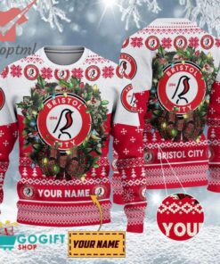 Bristol City FC Custom Name Christmas Ugly Sweater