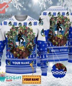 Bristol Rovers FC Custom Name Christmas Ugly Sweater