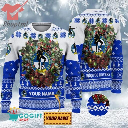 Bristol Rovers FC Custom Name Christmas Ugly Sweater