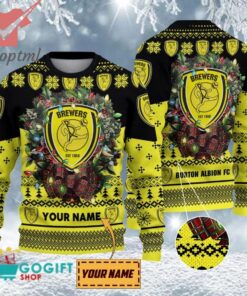 Burton Albion FC Custom Name Christmas Ugly Sweater