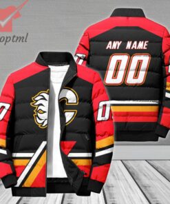 Calgary Flames NHL Personalized Bomber Puffer Jacket