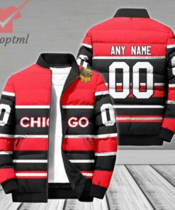 Chicago Blackhawks NHL Personalized Bomber Puffer Jacket