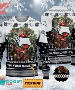 Derby County FC Custom Name Christmas Ugly Sweater