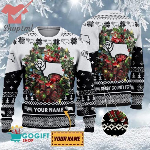 Derby County FC Custom Name Christmas Ugly Sweater