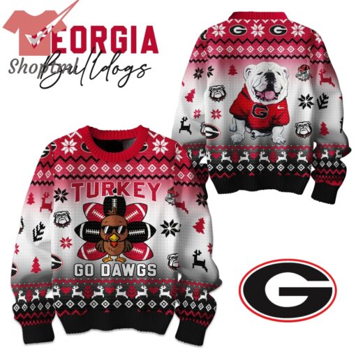 Georgia Bulldogs Turkey Go Dawgs Ugly Christmas Sweater