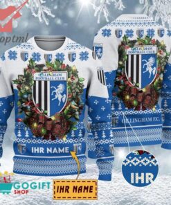 Gillingham FC Custom Name Christmas Ugly Sweater