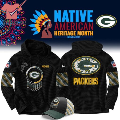 Green Bay Packers NFL 2024 Native American Heritage Month Waffle Hoodie