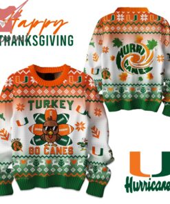 Miami Hurricanes Turkey Go Canes Ugly Christmas Sweater