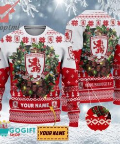 Middlesbrough FC Custom Name Christmas Ugly Sweater