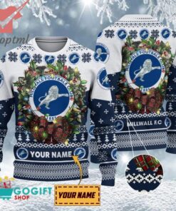 Millwall FC Custom Name Christmas Ugly Sweater