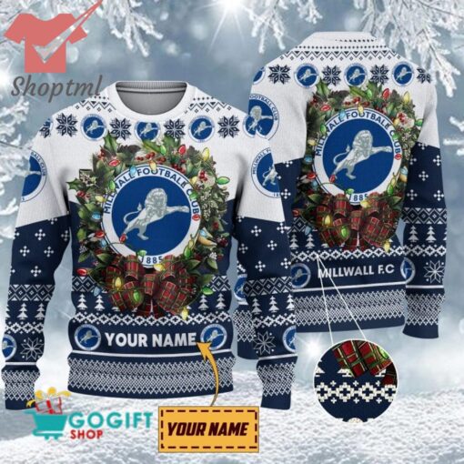 Millwall FC Custom Name Christmas Ugly Sweater