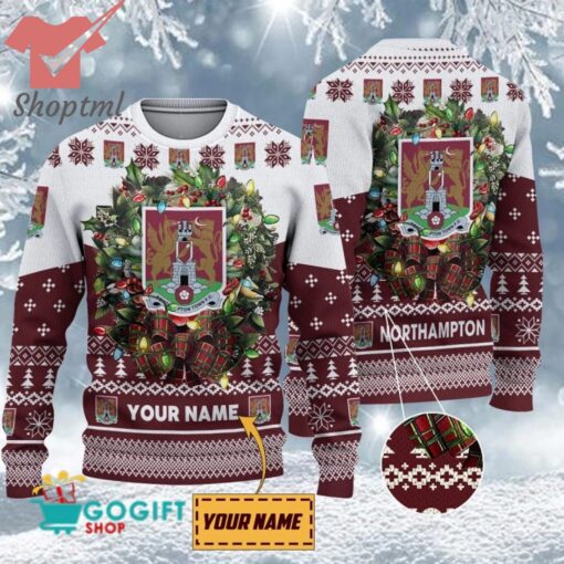 Northampton Town FC Custom Name Christmas Ugly Sweater