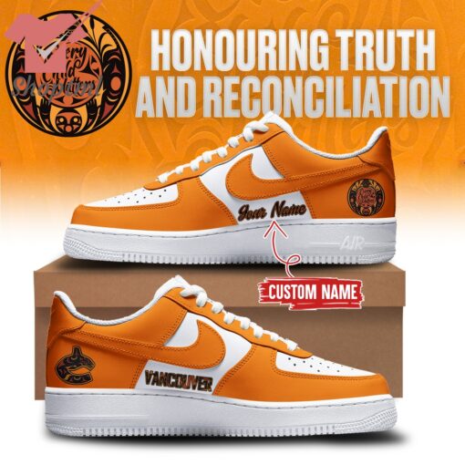 Personalized Vancouver Canucks Truth and Reconciliation Nike Air Force 1 Sneaker