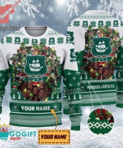 Plymouth Argyle FC Custom Name Christmas Ugly Sweater