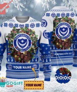 Portsmouth FC Custom Name Christmas Ugly Sweater