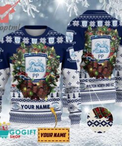 Preston North End FC Custom Name Christmas Ugly Sweater