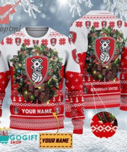 Rotherham United FC Custom Name Christmas Ugly Sweater