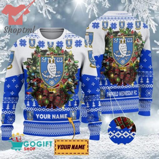 Sheffield Wednesday FC Custom Name Christmas Ugly Sweater