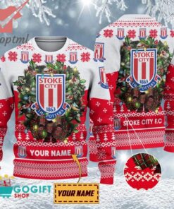 Stoke City FC Custom Name Christmas Ugly Sweater