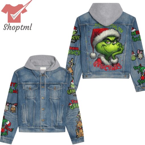 The Grinch Just Waiting For Grinchmas Hooded Denim Jacket