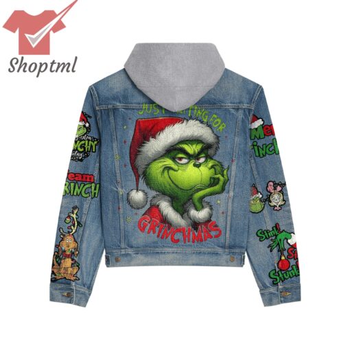 The Grinch Just Waiting For Grinchmas Hooded Denim Jacket