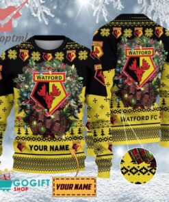 Watford FC Custom Name Christmas Ugly Sweater