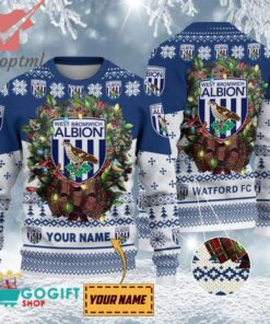 West Bromwich Albion Custom Name Christmas Ugly Sweater