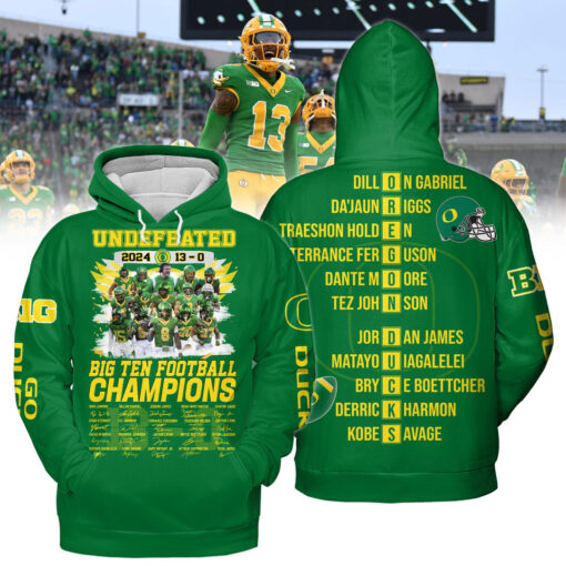 Oregon Ducks 2024 Big Ten Football Champions Hoodie Shirt