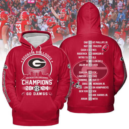 Georgia Bulldogs Southeastern Conference Champions 2024 Go Dawgs Hoodie Shirt