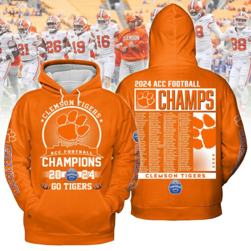 Clemson Tigers ACC Football Champions 2024 Go Tigers Hoodie Shirt