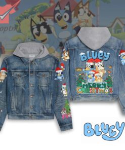 Bluey Merry Christmas 2024 Hooded Denim Jacket