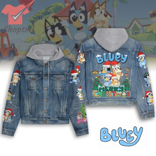 Bluey Merry Christmas 2024 Hooded Denim Jacket