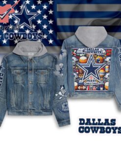 Dallas Cowboys Merry Christmas 2024 Hooded Denim Jacket