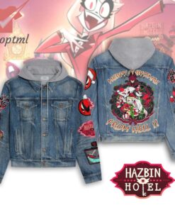 Hazbin Hotel Merry Christmas From Hell Hooded Denim Jacket