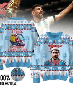 Lionel Messi 8 Times Ballon D’Or Is Coming To Town Ugly Christmas Sweater