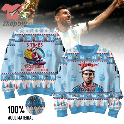 Lionel Messi 8 Times Ballon D’Or Is Coming To Town Ugly Christmas Sweater